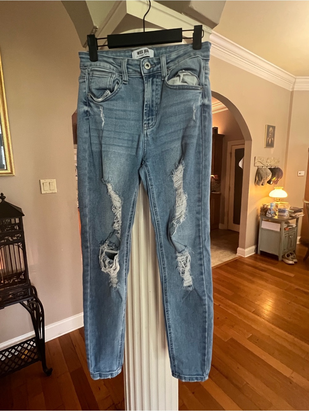 Wax Jean Light Blue Distressed Skinny Jeans